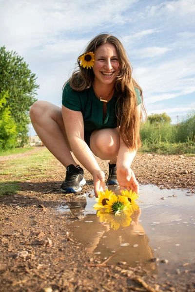 Girl with sunflower.