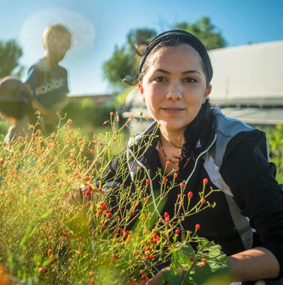 Girl in field.